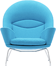 uma cadeira azul com base branca