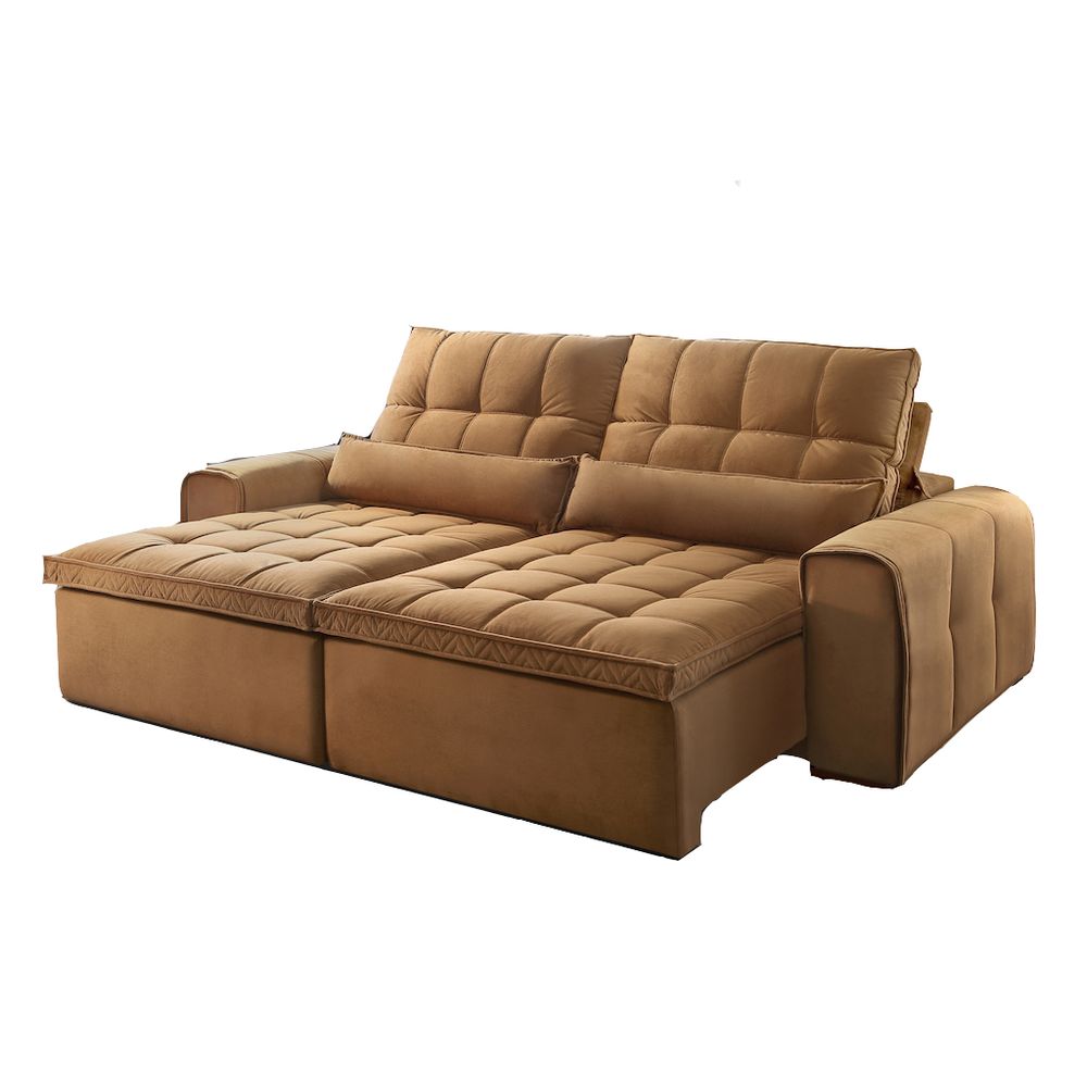 Sofá Retrátil e Reclinável Rondomóveis Ref 962 Veludo Bagdá moveiseeletrofriburgo