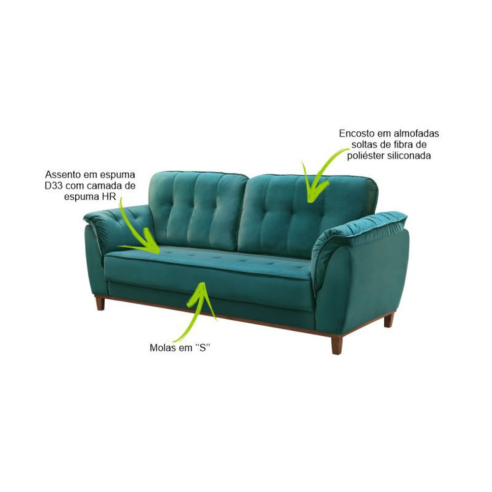 Sofá de 2 Lugares Ref 636 Azul Esverdeado Rondomóveis