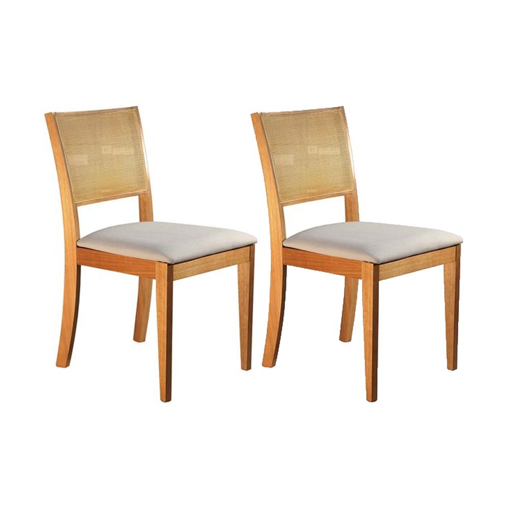 Conjunto 2 Cadeiras Madeira Maciça Encosto em Tela Assento