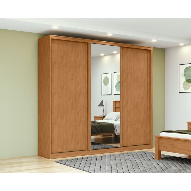 Guarda-Roupa-Forma-3-Portas-de-Correr-com-Espelho---Moveis-Lopas