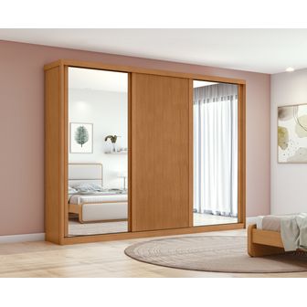 Guarda-Roupa-Ollie-3-Portas-de-Correr-e-6-Gavetas-e-Espelho---Moveis-Lopas