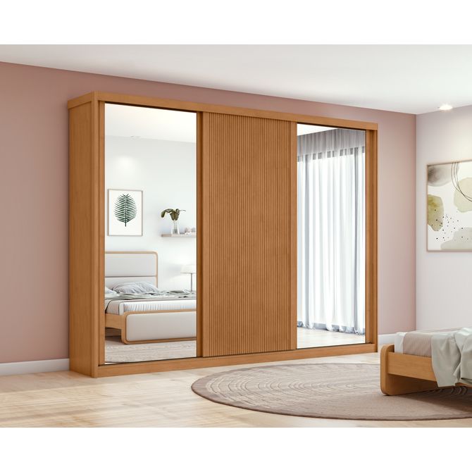 Guarda-Roupa-Ollie-3-Portas-de-Correr-e-6-Gavetas-e-Espelho---Moveis-Lopas